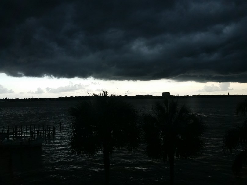 thunderclouds over lake